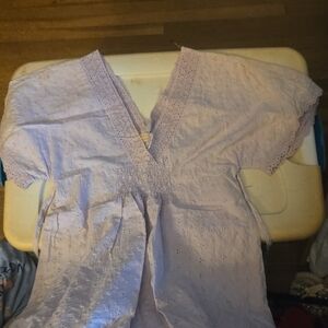 Lilac Eyelet Lace V-Neck Blouse